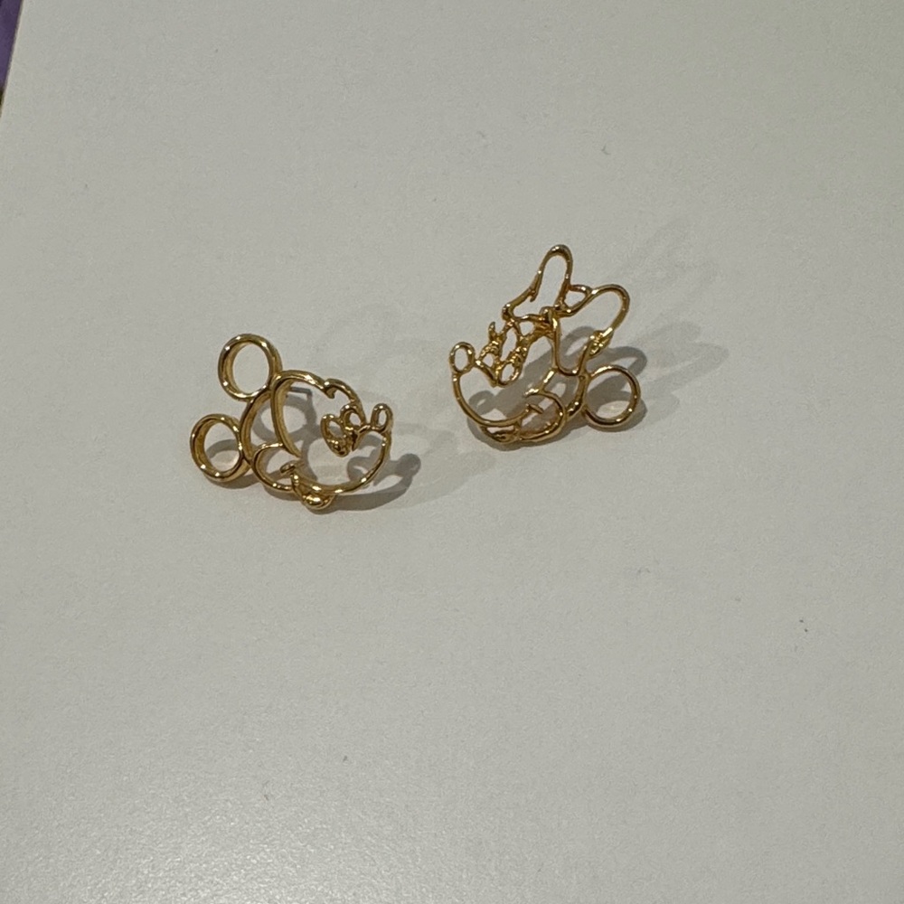 Gold mickey & Minnie Disney Earrings GOLD PLATED - Picture 4 of 5